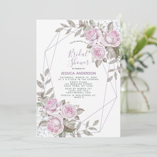 Paarse Roze Zilveren Glitter Geometrisch Vrijgezel Kaart (Staand voorkant)