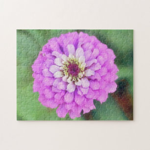 Paarse Roze Zinnia Flower Art Puzzel