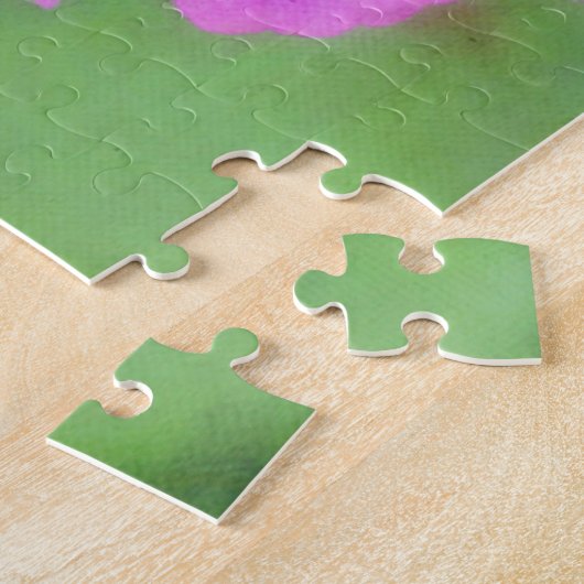 Paarse Roze Zinnia Flower Art Puzzel Legpuzzel (Zijkant)