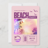 Paarse Roze Zomerstrandfeest Kaart (Voorkant)