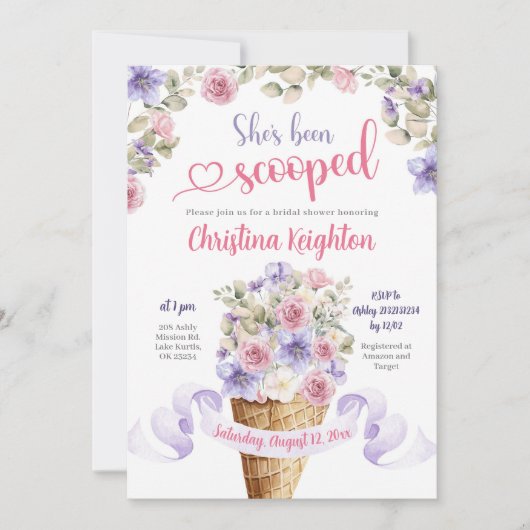 Paarse Roze Zomerweide Ijs Vrijgezellenfeest Kaart (Voorkant)