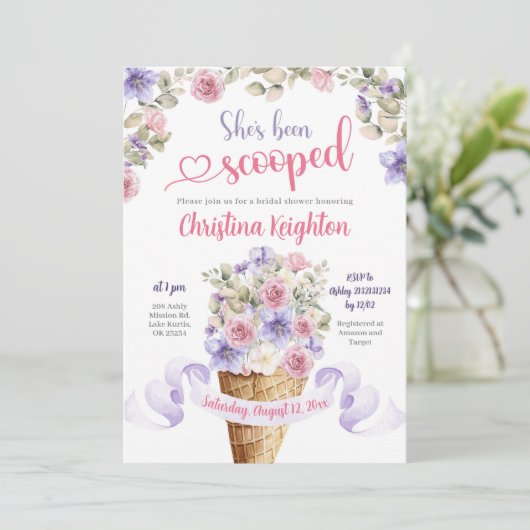 Paarse Roze Zomerweide Ijs Vrijgezellenfeest Kaart (Staand voorkant)