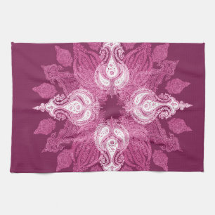 Paarse roze zonnebloem voor het wiel van Paisley Theedoek