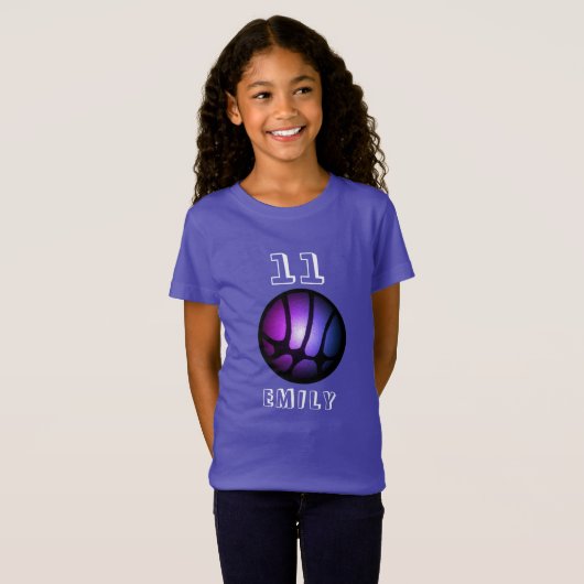 Paarse Roze Zwart Metallic Basketbal T-Shir T-shirt (Voorkant volledig)