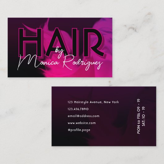 Paarse roze zwarte haren visitekaartje (Voorkant / Achterkant)
