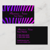 Paarse roze zwarte zebra strepen douanekaarten visitekaartje (Voorkant / Achterkant)