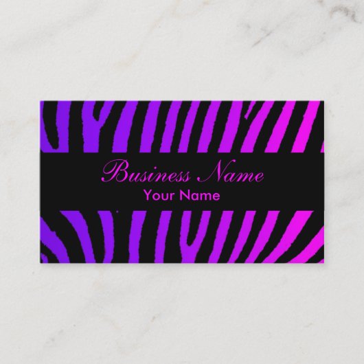 Paarse roze zwarte zebra strepen douanekaarten visitekaartje (Voorkant)