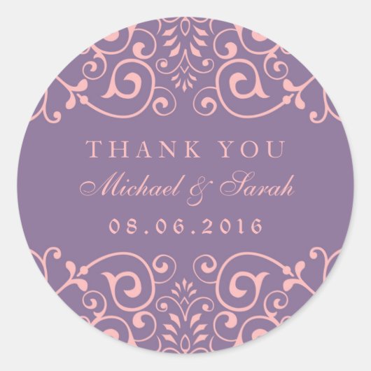 Paarse roze  zwendelventiel Dank u Sticker (Voorkant)