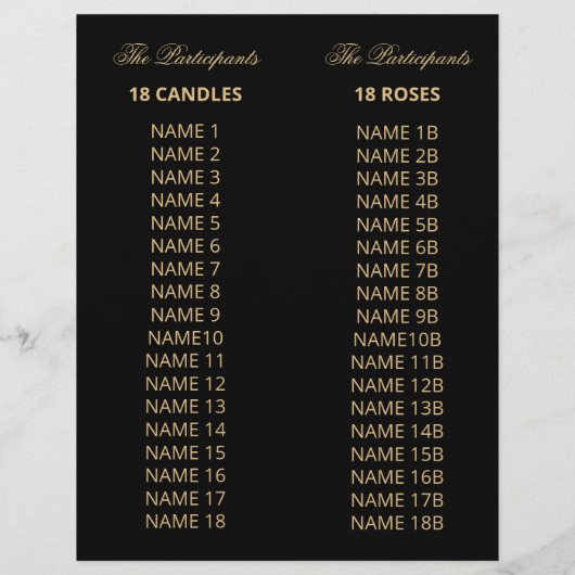 Paarse Rozen 18 Kaarsen en Rozen Ceremonie Program (Achterkant)