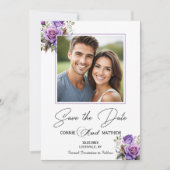 Paarse Rozen 1 speciale foto bruiloft Save The Date (Voorkant)