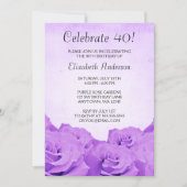  Paarse Rozen 40e verjaardag Kaart (Voorkant)