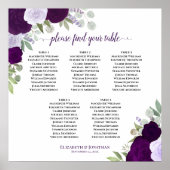 Paarse Rozen 5 tafel Elegante bruiloft zitgrafiek Poster (Voorkant)