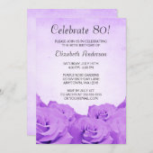  Paarse Rozen 80e verjaardag Kaart (Voorkant / Achterkant)