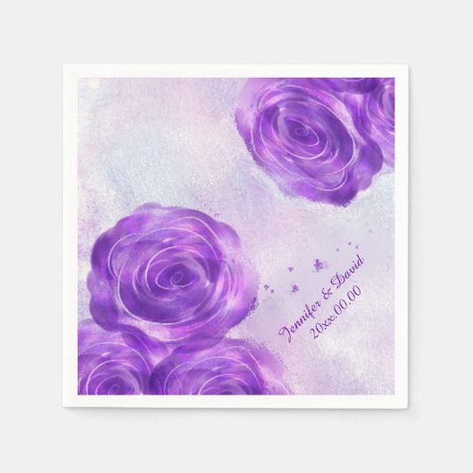 Paarse Rozen Aangepaste Papieren servetten (Voorkant)