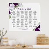 Paarse Rozen Alfabetisch weddenschap Poster (Keuken)