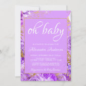 Paarse Rozen Baby shower monogram Kaart (Voorkant)