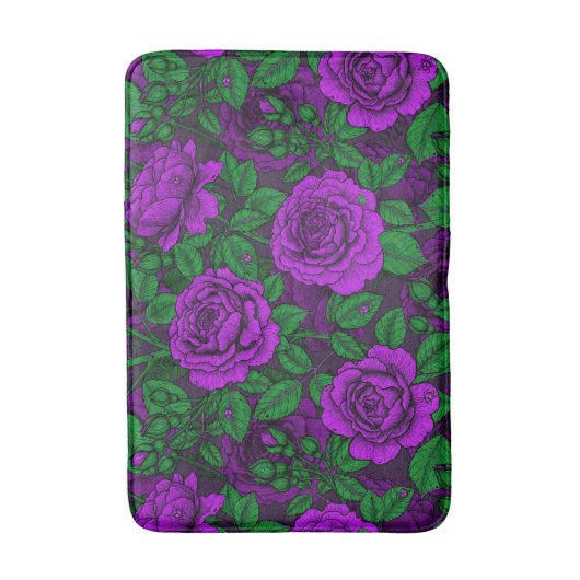 Paarse rozen badmat (Voorkant Verticaal)