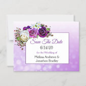 Paarse Rozen Bewaar de datum Trouwmagneet Magnetische Uitnodiging (Voorkant)