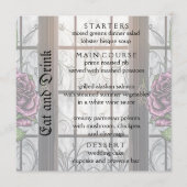 Paarse rozen bij het raam - gotische stijl bruilof menu (Voorkant)