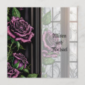 Paarse rozen bij het raam - gotische stijl bruilof menu (Achterkant)