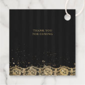  Paarse Rozen Black Gold Lace Quinceañera Bedankjes Labels (Achterkant)