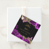  Paarse Rozen Black Gold Lace Quinceañera Bedankjes Labels (In situ)