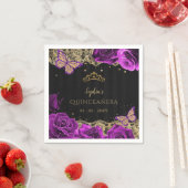  Paarse Rozen Black Gold Lace Quinceañera Servet (Insitu)