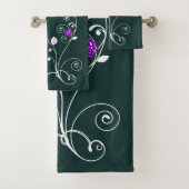 Paarse Rozen Blauwgroen Bad Handdoek (Insitu)