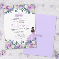 Paarse Rozen Bloemachtige Quinceanera Uitnodiging