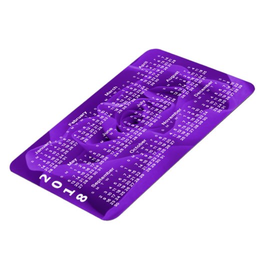 Paarse Rozen bloemblaadjes 2018 Kalender Magneet (Linkerzijde)