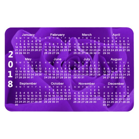 Paarse Rozen bloemblaadjes 2018 Kalender Magneet (Horizontaal)