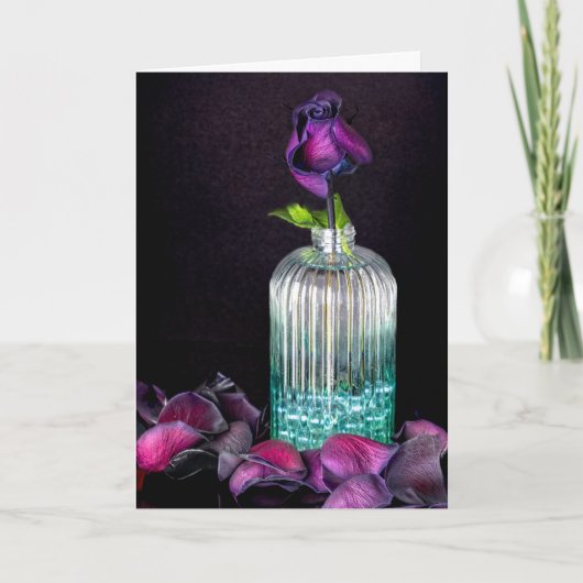 Paarse Rozen bloemblaadjes Bedankkaart (Voorkant)