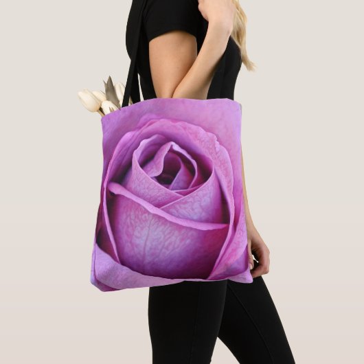 Paarse Rozen bloemblaadjes Bloem Art Canvas tas (Dichtbij)