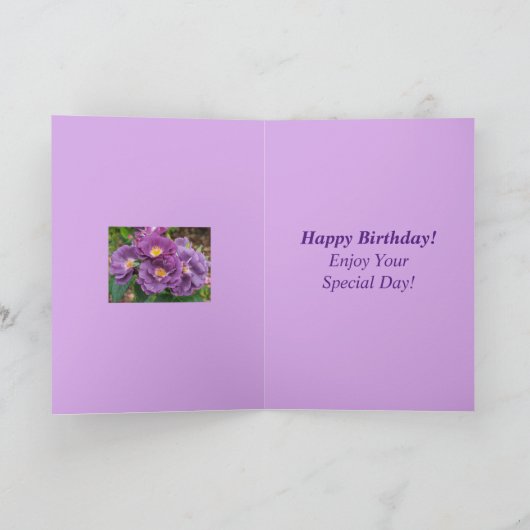 Paarse Rozen Bloemen Verjaardag Kaart voor Tante (Binnen)