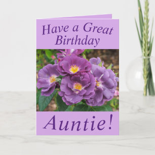 Paarse Rozen Bloemen Verjaardag Kaart voor Tante