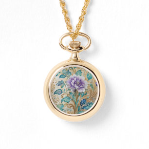 Paarse Rozen bloemen waterverf Horloge