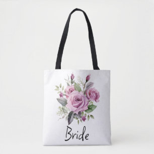 Paarse Rozen Bloemenbruid Elegante bruiloft bruid Tote Bag