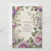 Paarse Rozen bloemenbruiloft Kaart (Voorkant)
