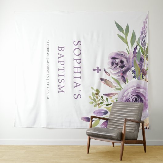 Paarse Rozen bloemendoopwandtapijt Wandkleed (In Situ (horizontaal))