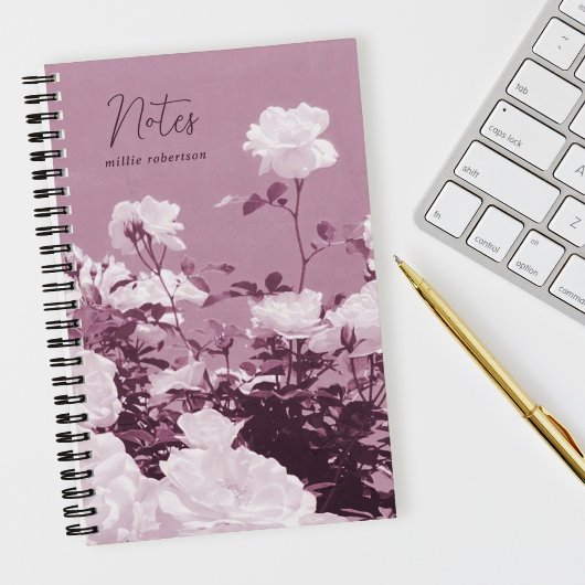 Paarse Rozen Bloementuin Aangepaste Spiraal Notebo Notitieboek
