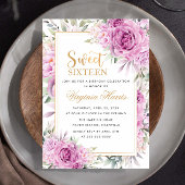 Paarse Rozen Bloemenzoet Zestien 16 Verjaardag Kaart