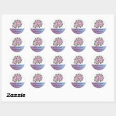 Paarse Rozen Boeket Ronde Sticker (Vel)