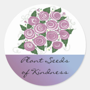 Paarse Rozen Boeket Ronde Sticker