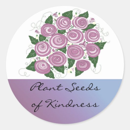 Paarse Rozen Boeket Ronde Sticker (Voorkant)