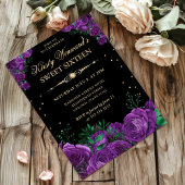 Paarse Rozen Border Floral Sweet Sixteen Kaart