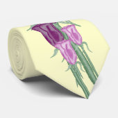 Paarse Rozen Bouquet Stropdas (Opgerold)