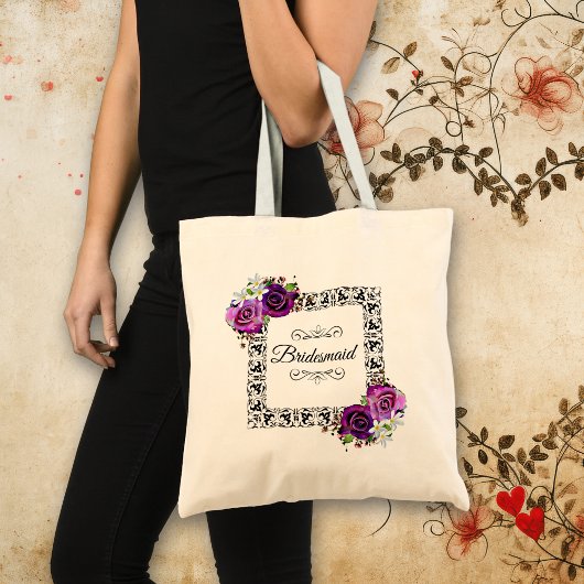 Paarse Rozen Bridesmaid Gift Tote Bag