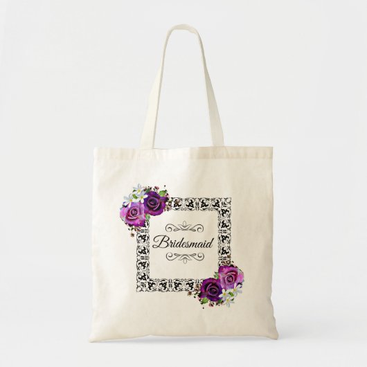  Paarse Rozen Bridesmaid Gift Tote Bag (Voorkant)