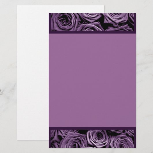 Paarse Rozen Briefpapier (Voorkant / Achterkant)