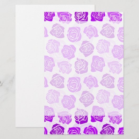  paarse rozen briefpapier (Voorkant / Achterkant)